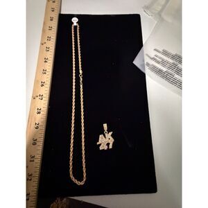 NEW 24" gold tone chain with lobster clasp and pendant -AK47